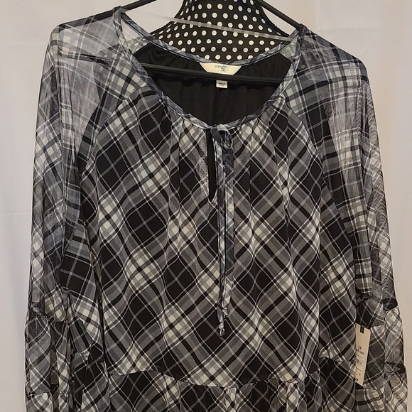 Terra & Sky Plaid Sheer Top - Picture 3 of 10